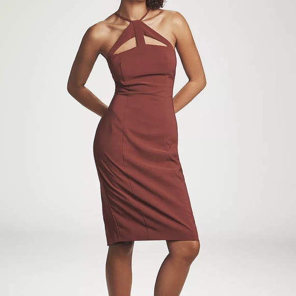 Anthropologie Halter Cutout Slim Midi Dress - Picture 2 of 4